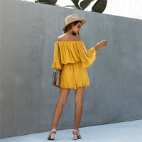 Fashion Open Back Ruffled Chiffon One-shoulder Women's Jumpsuit