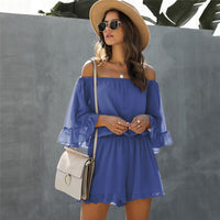 Fashion Open Back Ruffled Chiffon One-shoulder Women's Jumpsuit