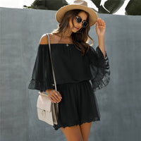 Fashion Open Back Ruffled Chiffon One-shoulder Women's Jumpsuit
