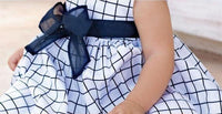 Baby Blue Baby Plaid Dress With Bow Skirt