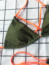New Style Swimwear European And American Bikini Ladies Swimsuit Pure Color Drawstring Swimsuit Foreign Trade Spot Wholesale Swimsuit