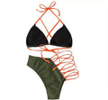 New Style Swimwear European And American Bikini Ladies Swimsuit Pure Color Drawstring Swimsuit Foreign Trade Spot Wholesale Swimsuit