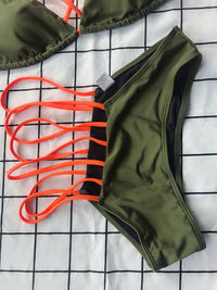 New Style Swimwear European And American Bikini Ladies Swimsuit Pure Color Drawstring Swimsuit Foreign Trade Spot Wholesale Swimsuit