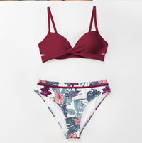 Floral Wrap Bikini Suit Ladies Sexy Thong Two-piece Swimsuit