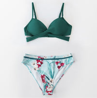 Floral Wrap Bikini Suit Ladies Sexy Thong Two-piece Swimsuit