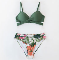 Floral Wrap Bikini Suit Ladies Sexy Thong Two-piece Swimsuit