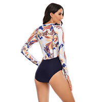 One-Piece Long-Sleeved Surfing Suit Sunscreen Female Swimsuit Hot Spring Diving Suit Sexy Swimsuit