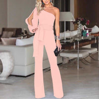 Ladies High Waist Slim One-Shoulder Jumpsuit