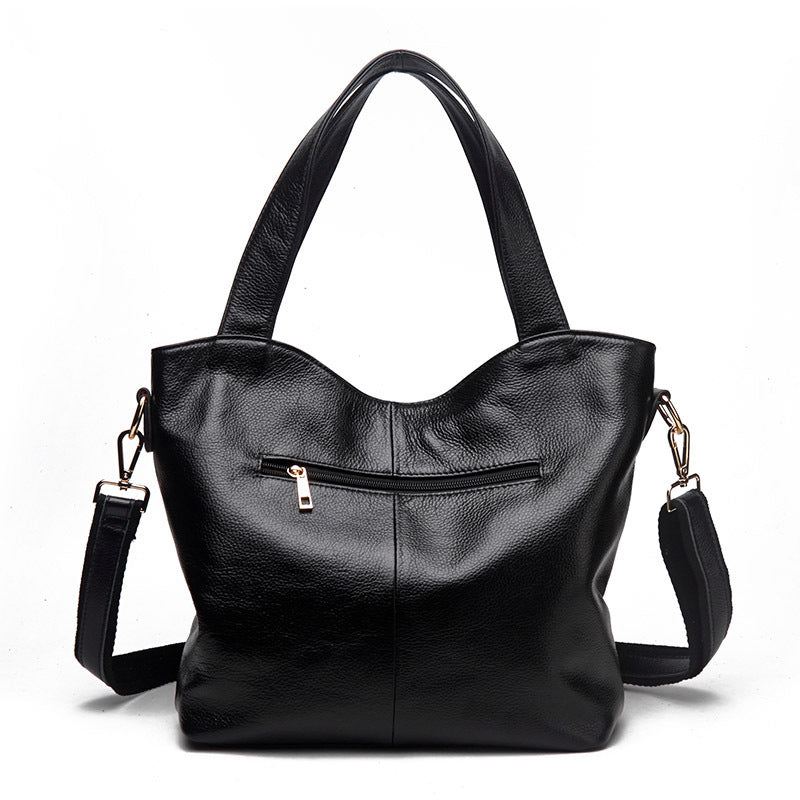 Large-Capacity Middle-Aged Leather Female Bag, Soft Leather Shoulder Bag, Female Large Bag, Western Style Messenger Bag