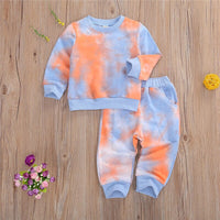 Tie-Dye Children Wear Set Toddler Long Sleeve O-neck Tops