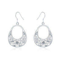925 Silver Earrings Female Retro Hollow Flower Oval Earrings Earrings Fashion Simple Jewelry For Girlfriend