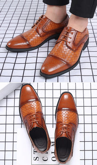 Fall New European Style British Large Size Men's Shoes Woven Fashion Brooch Carved Men's Formal Leather shoes