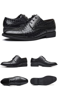 Fall New European Style British Large Size Men's Shoes Woven Fashion Brooch Carved Men's Formal Leather shoes