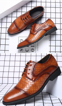 Fall New European Style British Large Size Men's Shoes Woven Fashion Brooch Carved Men's Formal Leather shoes
