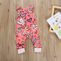 Infant Color Love Printing Sleeveless Vest One-Piece Romper Romper Suit
