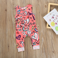 Infant Color Love Printing Sleeveless Vest One-Piece Romper Romper Suit
