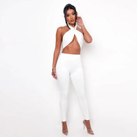 Sexy cross chest casual Jumpsuit