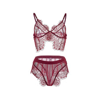 Eyelash Lace Lightweight  Cup No Steel Ring Sexy Bra Underwear Set