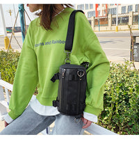 New Style Nylon With Pu Leather Korean Bucket Shape Shoulder Messenger Bag