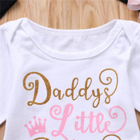 Long Sleeve Letter Print Romper Flower Bandana Hat Four-piece Set