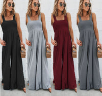 Women's Fashion Solid Color Wide Leg Jumpsuit
