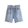 Raw Edge Riding Pants Five-Point Pants Retro Slim High-Waisted Denim Shorts