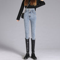 High-waisted Jeans Skinny Black Pencil Pants