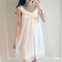 Western Style Lace Trim Sleeveless Suspender Pajamas Loose Mid-Length Comfortable Casual Nightdress