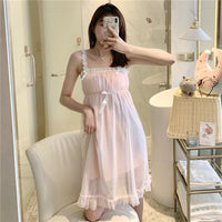 Western Style Lace Trim Sleeveless Suspender Pajamas Loose Mid-Length Comfortable Casual Nightdress