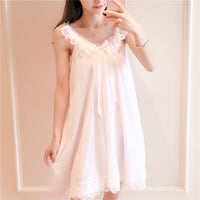 Western Style Lace Trim Sleeveless Suspender Pajamas Loose Mid-Length Comfortable Casual Nightdress