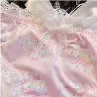 Japanese Girl Underwear Milk Silk Two-Dimensional Cartoon Lolita Fat Lace Cute Bow Behind The Lace