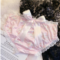 Japanese Girl Underwear Milk Silk Two-Dimensional Cartoon Lolita Fat Lace Cute Bow Behind The Lace