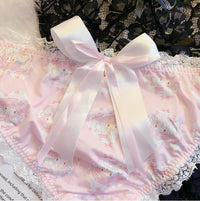 Japanese Girl Underwear Milk Silk Two-Dimensional Cartoon Lolita Fat Lace Cute Bow Behind The Lace