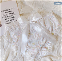 Japanese Girl Underwear Milk Silk Two-Dimensional Cartoon Lolita Fat Lace Cute Bow Behind The Lace