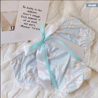 Japanese Girl Underwear Milk Silk Two-Dimensional Cartoon Lolita Fat Lace Cute Bow Behind The Lace