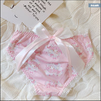Japanese Girl Underwear Milk Silk Two-Dimensional Cartoon Lolita Fat Lace Cute Bow Behind The Lace