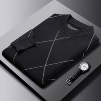 Trendy Rhombus Large Size Casual Knitted Sweater