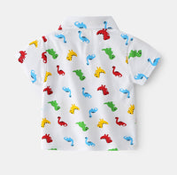 Summer Dinosaur Cartoon Print Boy Short Sleeve