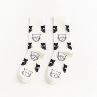 Autumn And Winter New Socks Korean Fashion Personality Men And Women Tube Socks Cartoon Black And White Cat And Dog Animal Series