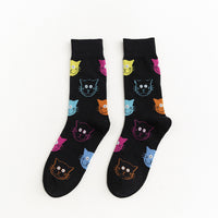 Autumn And Winter New Socks Korean Fashion Personality Men And Women Tube Socks Cartoon Black And White Cat And Dog Animal Series