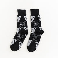 Autumn And Winter New Socks Korean Fashion Personality Men And Women Tube Socks Cartoon Black And White Cat And Dog Animal Series