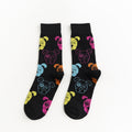 Autumn And Winter New Socks Korean Fashion Personality Men And Women Tube Socks Cartoon Black And White Cat And Dog Animal Series