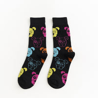 Autumn And Winter New Socks Korean Fashion Personality Men And Women Tube Socks Cartoon Black And White Cat And Dog Animal Series