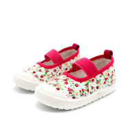 Children'S Canvas Shoes Shallow Mouth Single Shoes Elastic Broken Flowers Square Mouth Girls Shoes