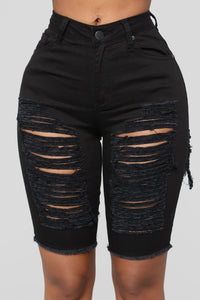 Stand-Alone Hot Style Black High-Waist Series Stretch Ripped Trousers