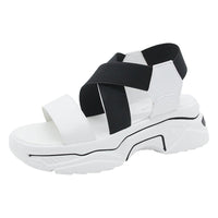 Stretch Fabric Flat Platform Sandals Gladiator Thick Sole Height Increasing Women Shoes