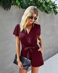 V-Neck Solid Color Lace-Up Women's Jumpsuit