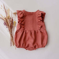 Baby Romper Baby Romper Cotton And Linen Pleated Trim Triangle Romper