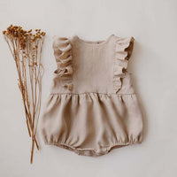 Baby Romper Baby Romper Cotton And Linen Pleated Trim Triangle Romper