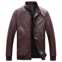 Autumn And Winter Men'S New Style Leather Jacket Korean Style Slim Stand-Up Collar Men'S Motorcycle Leather Jacket Jacket